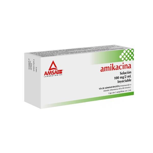 Amikacina Solución Inyectable 100 mg Amsa C/2