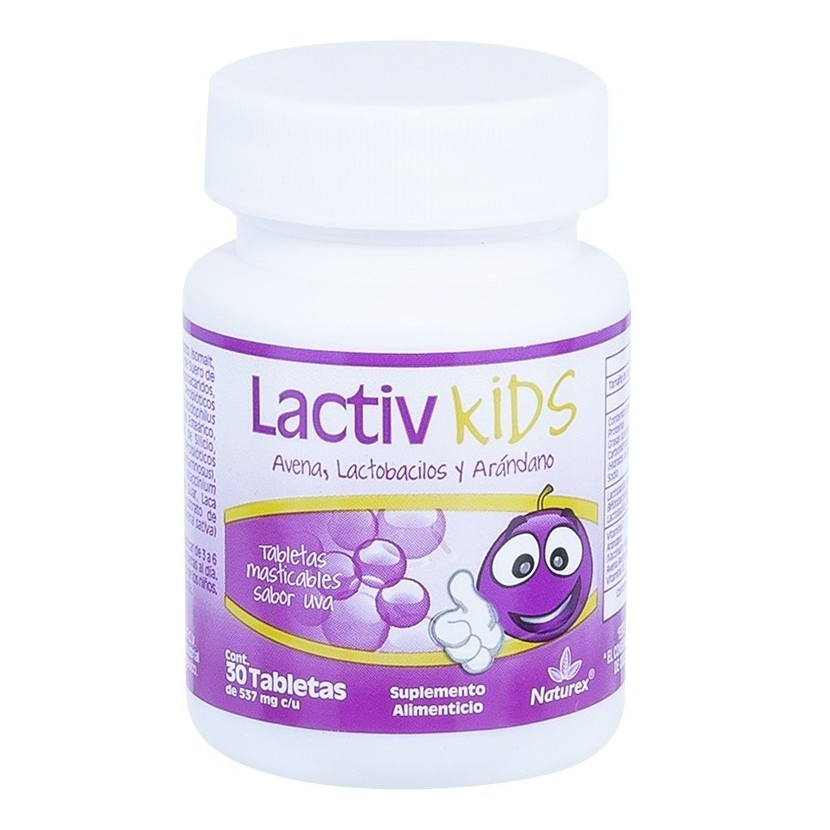 Lactiv Kids Suplemento Alimenticio C/30 Tabletas (Avena/Lactobacilos/Arandano) Naturex