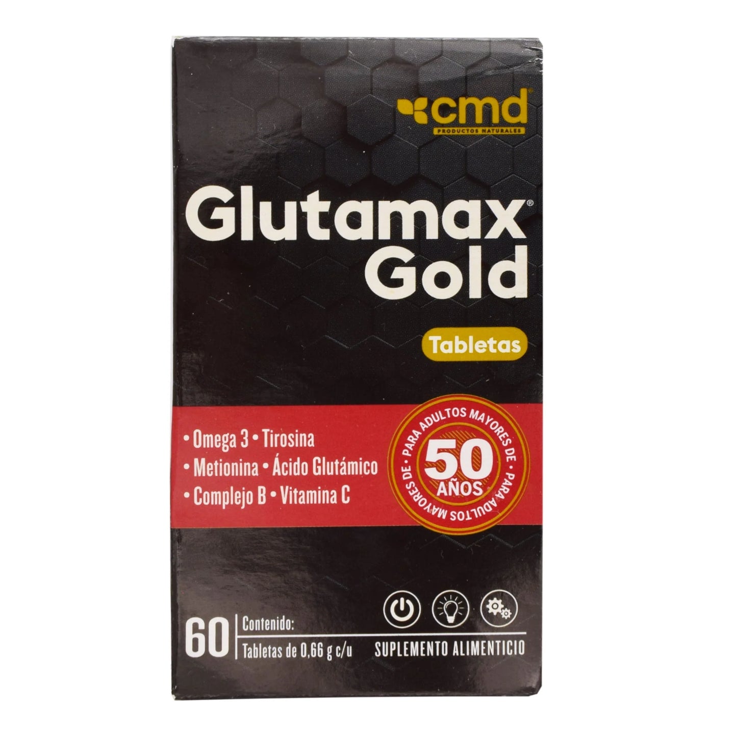 Glutamax Gold Suplemento Alimenticio C/60 Tabletas (Omega 3/Tirosina/Metionina/Acido Glutamico/Complejo B/Vitamina C) CMD
