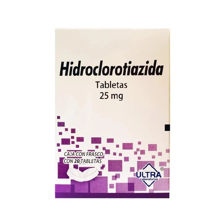 Hidroclorotiazida Tabletas 25mg C/20 (Ultra)