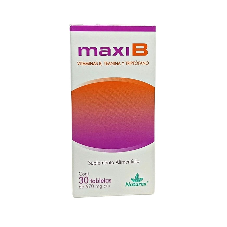 Maxi B Suplemento Alimenticio C/30 Tabletas (Vitaminas B/Teanina/Triptofano) Naturex