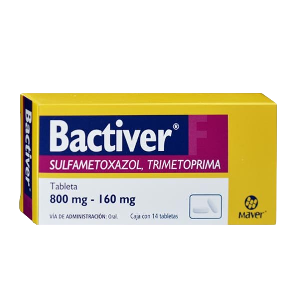Bactiver F Tableta 800mg/160mg C/14 Tabletas (Sulfametoxazol/Trimetoprima) Maver