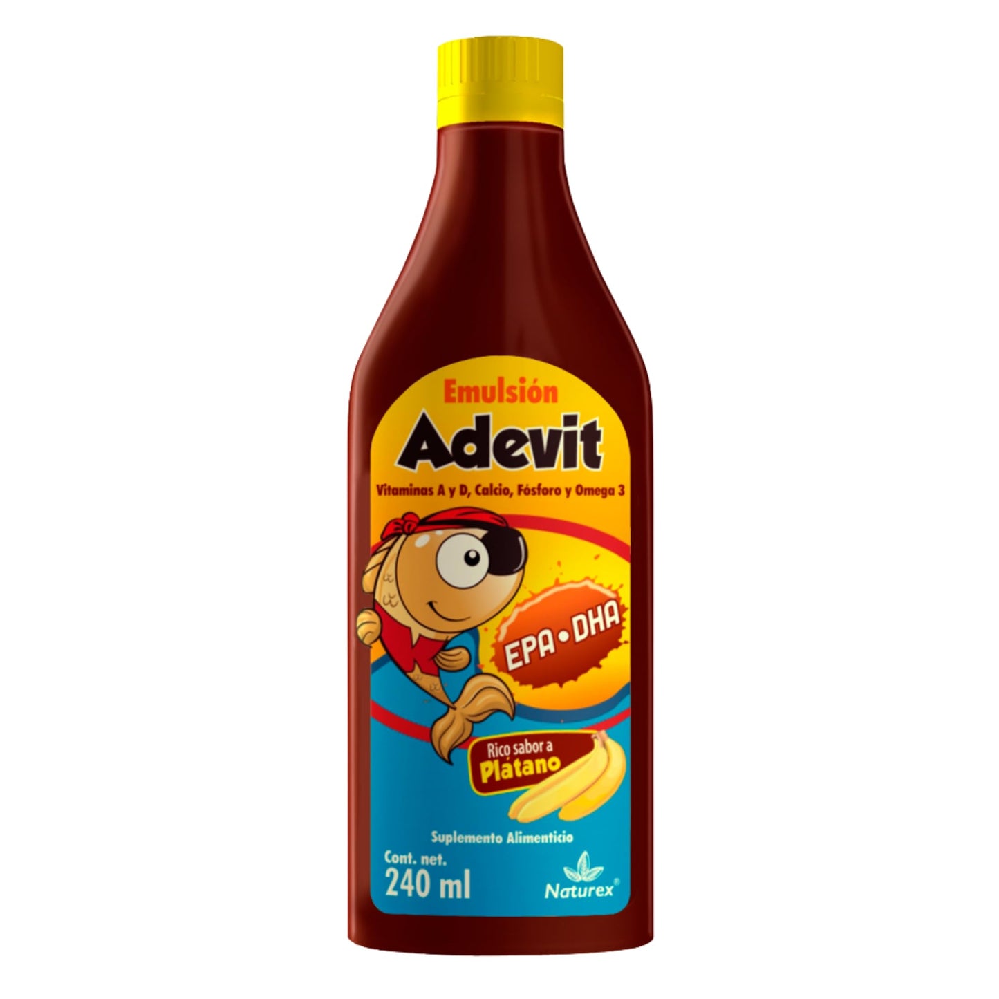 Adevit Emulsion 240ml (Vitaminas A y D/Calcio/Fosforo/Omega 3) Naturex