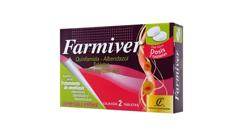 Farmiver Tabletas C/2 150mg / 200mg (Albendazol/Quinfamida) (Continentales)