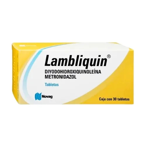 Lambliquin Tabletas c/30 (Metronidazol/Diyodohidroxiquinoleina) Novag