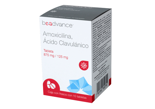 Amoxicilina/Acido Clavulanico 875mg/125mg C/10 Tabletas Beadvance