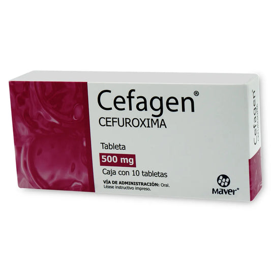 Cefagen Tabletas 500mg c/10 (Cefuroxima) Maver