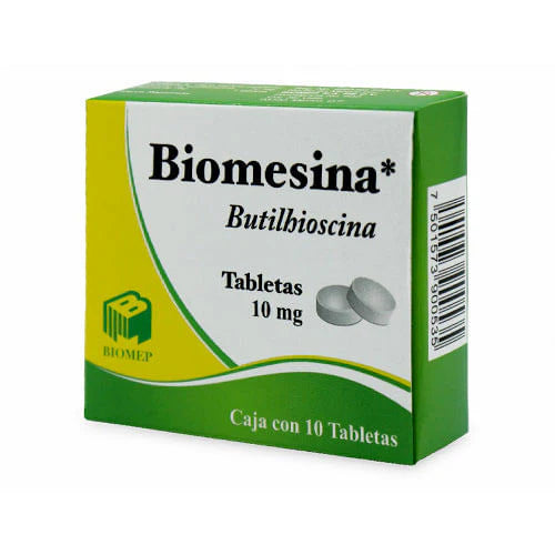 Biomesina 10mg C/10 Tabletas (Butilhioscina) Biomep
