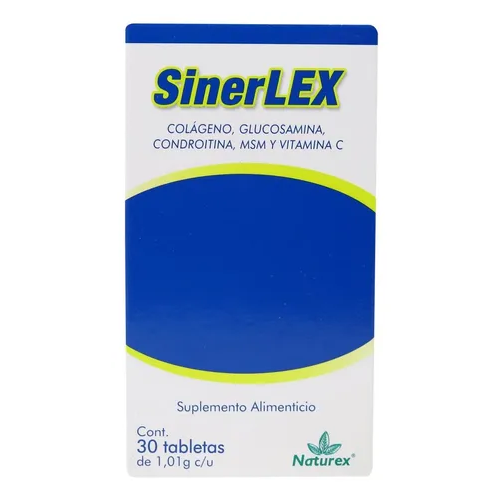 Sinerlex Suplemento Alimenticio C/30 Tabletas (Colageno/Glucosamina/Condroitina/MSM/Vitamina C) Naturex