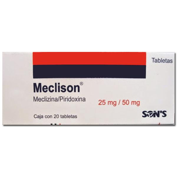 Meclison 25mg Tabletas C/20 (Meclizina/Piridoxina) Sons