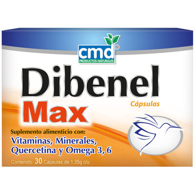 Dibenel Max Suplemento Alimenticio C/30 Cápsulas (Vitaminas/Minerales/Quercetina/Omega 3,6) CMD