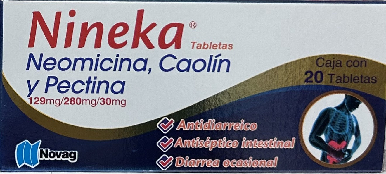 Nineka Tabletas c/20 (Neomicina Caolin Y Pectina) Novag