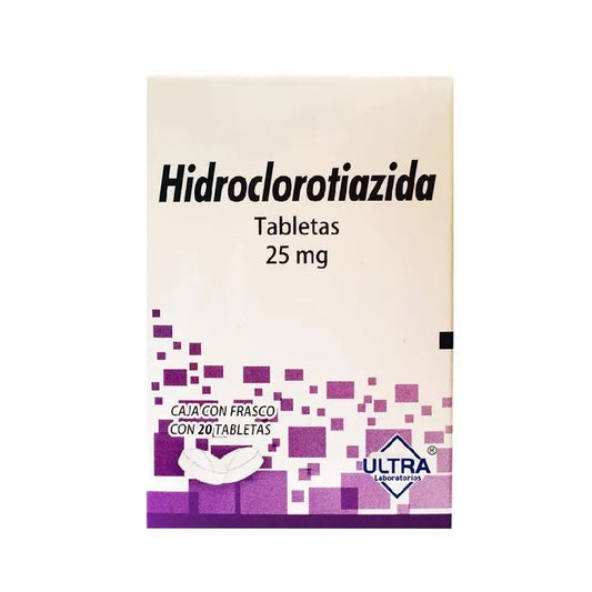 Hidroclorotiazida Tabletas 25mg C/20 (Ultra)