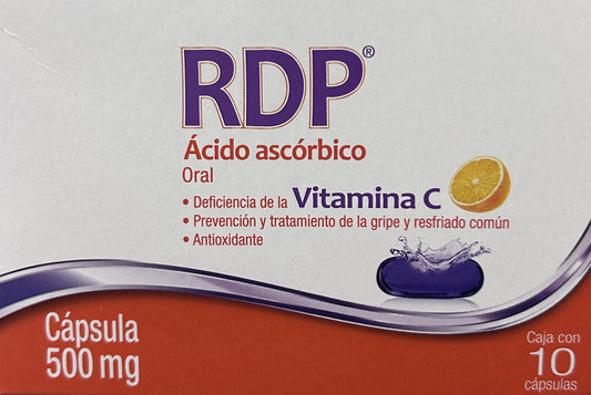 Rdp Cápsulas 500mg (Acido Ascorbico Vitamina C) Progela