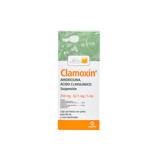 Clamoxin Suspensión 250mg/62.5mg/5ml (Amoxicilina/Acido Clavulanico) Maver