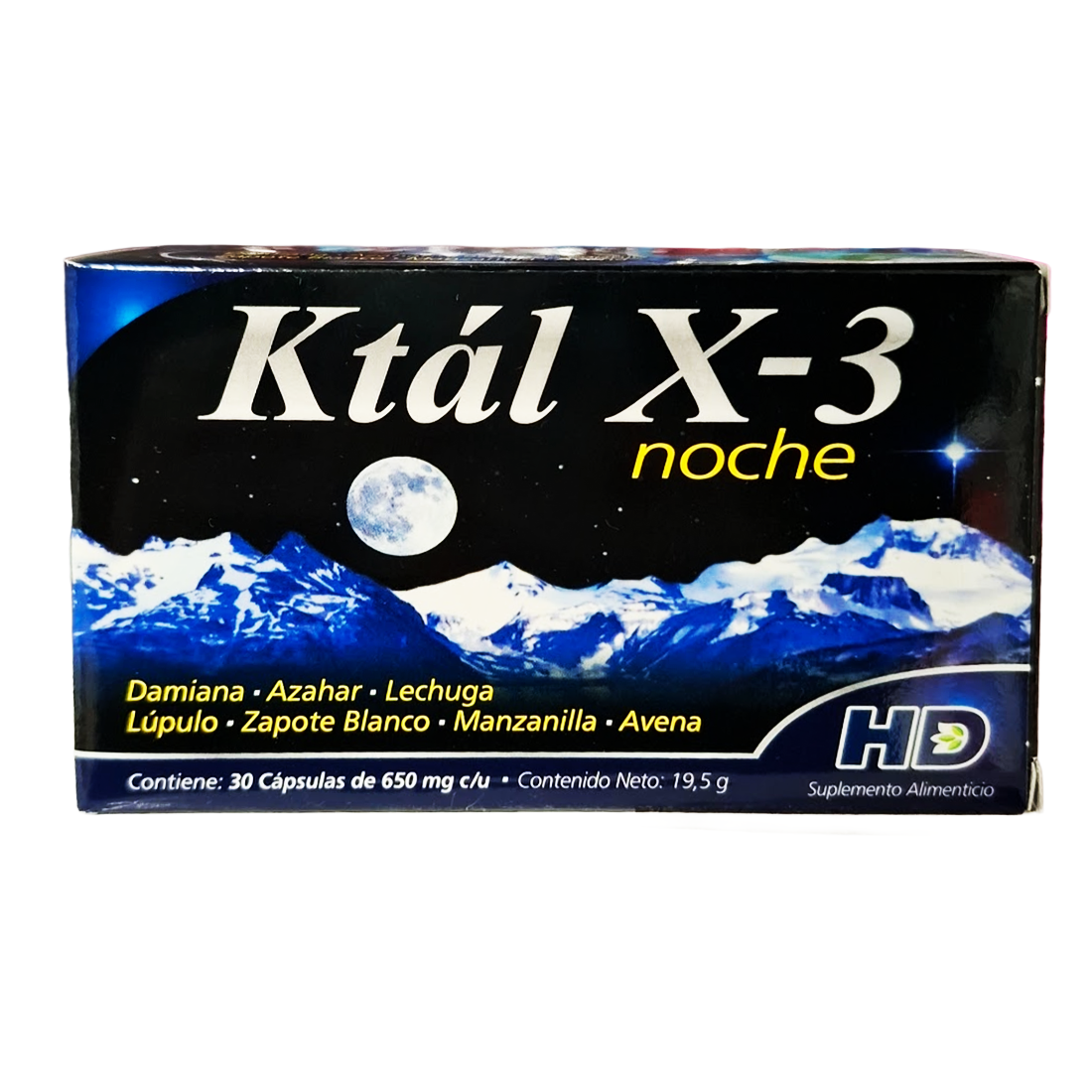 Ktal X-3 Noche Gel 650mg C/30 Cápsulas (Damiana/Azahar/Lechuga/Lúpulo/Zapote Blanco/Manzanilla/Avena)