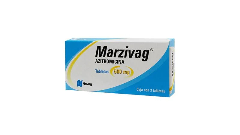 Marzivag 500mg Tabletas c/3 (Azitromicina) Novag