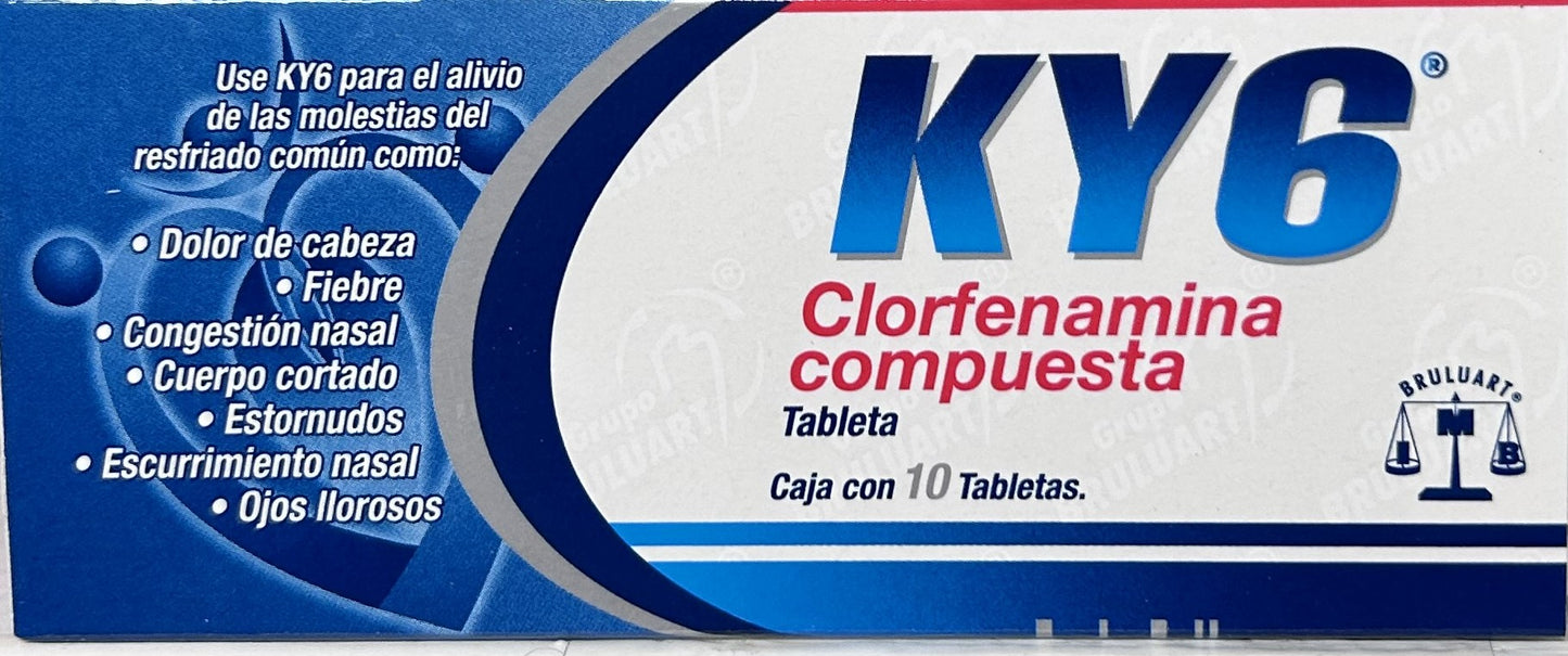 KY6 C/10 Tabletas (Clorfenamina Compuesta)
