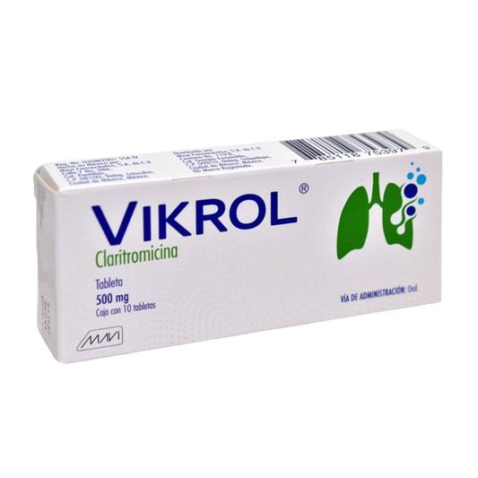 Vikrol Tabletas 500mg c/10 (Claritromicina) Mavi