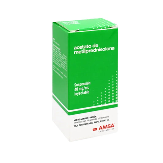 Acetato De Metilprednisolona Solución Inyectable 40mg/ml C/1 Frasco Ámpula Amsa