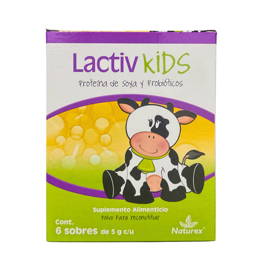 Lactiv Kids Suplemento Alimenticio C/6 Sobres (Proteina de Soya/Probioticos) Naturex