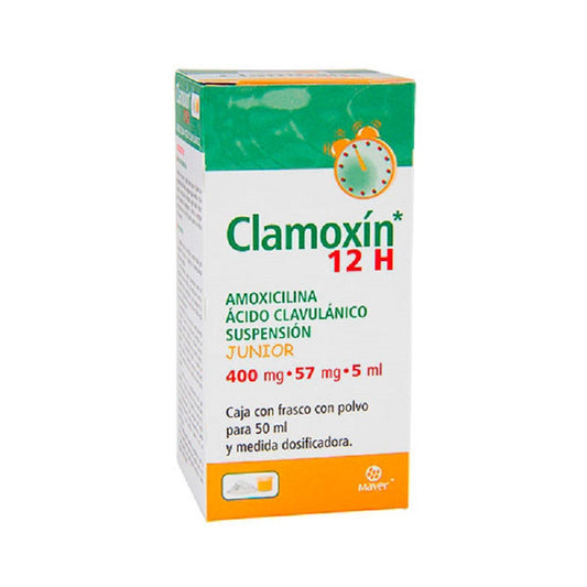 Clamoxin 12H Suspensión 400mg/57mg/5ml (Amoxicilina/Acido Clavulanico) Maver