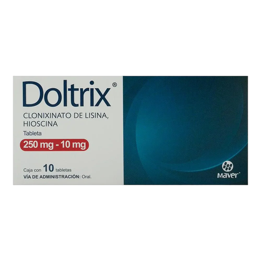 Doltrix 250mg/10mg Tabletas C/10  (Clonixinato De Lisina/Hioscina) Maver