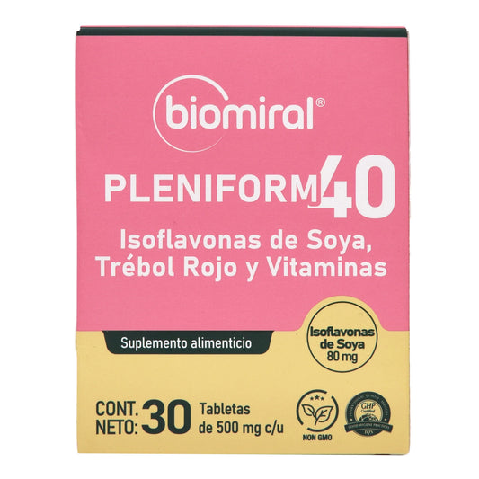 Pleniform 40 Suplemento Alimenticio C/30 Tabletas (Isoflavonas de Soya/Trébol Rojo/Vitaminas)