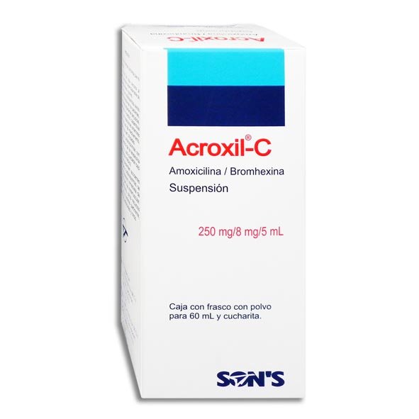 Acroxil-C Suspensión 250mg (Amoxicilina/Bromhexina) Sons