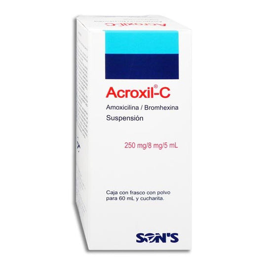 Acroxil-C Suspensión 250mg (Amoxicilina/Bromhexina) Sons