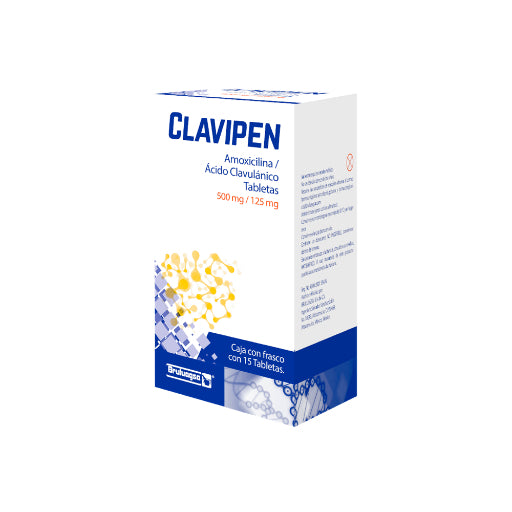 Clavipen Tabletas 500mg c/10(Amoxicilina / Ácido Clavulánico) (Bruluagsa)