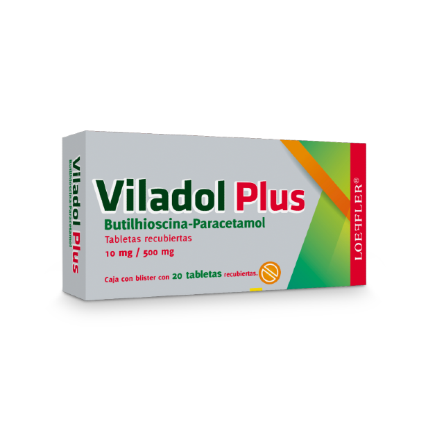 Viladol Plus Tabletas 10mg/500mg c/20 (Butilhioscina-Paracetamol) Loeffler