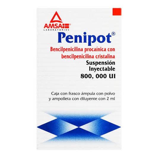 Penipot Solución Inyectable 800000 UI (Bencilpenicilina Procaínica con Bencilpenicilina Cristalina) Amsa (Copy)
